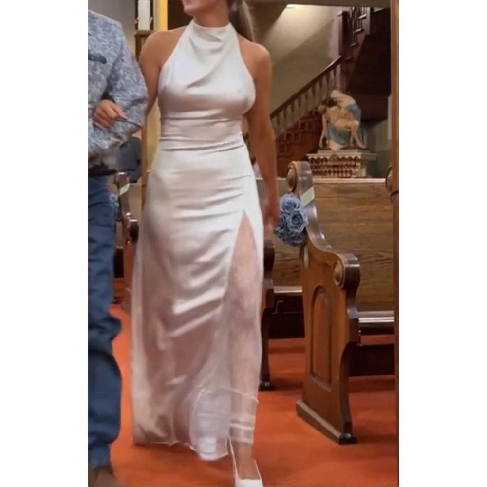 Lulu's White Halter Wedding Dress
